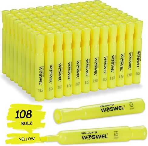 Highlighters Bulk, 24 Pack Tank Style Highlighters Set, Fluorescent Yellow, Chisel Tip Highlighter Markers Bulk for Kid and Adult Coloring, Highlighting as School Supplies in Kuwait