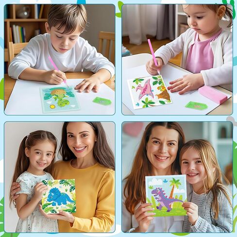 Cheerupp 4 Pcs Dinosaur Diamond Art Kits for Kids, Jungle Safari Animal DIY Creative Diamond Art Sticker Craft by Number for Adults Beginner, Full Round Drill Gem Art for Home Wall Decor in Saudi Arabia