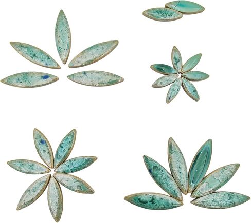 500g/1.1lb Willow Leaf Petal Shape Ceramic Mosaic,Irregular Mosaic Pieces for Home Decoration or DIY Crafts,Mosaic Making Supplies. (Ice Crystal Green) in Kuwait