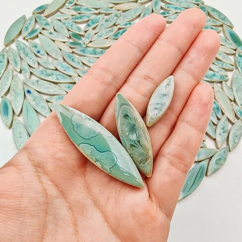 500g/1.1lb Willow Leaf Petal Shape Ceramic Mosaic,Irregular Mosaic Pieces for Home Decoration or DIY Crafts,Mosaic Making Supplies. (Ice Crystal Green) in Kuwait