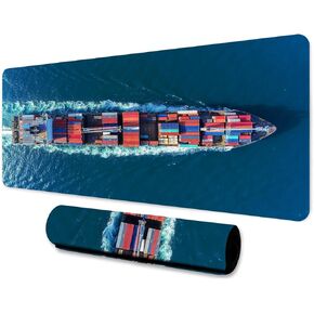 Cargo Ship Mouse Pad 31.5x11.8 Inches Nature's Ocean Navigation Ship Containers Pattern Anti Slip Mouse Pad for Home Studio Keyboard Table Mat BDHYMN50