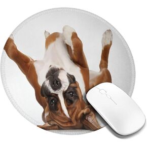 Mouse Pad Boxer Dog Mouse Pads for Desk with Non-Slip Rubber Base Office Computer Round Mousepad Mat for Home Office Desk Accessories