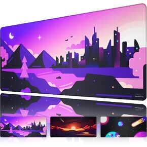 PhaseByte Extended Gaming Mouse Pad Large - Non-Slip Gaming Mouse Mat with Stitched Edges - Smooth Micro-Fiber Computer Desk Mat - Hand Washable Large Gaming Mousepad - 900x400x4mm - Interstellar City