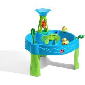 Step2 Summer Showers Splash Tower Water Table for Kids, Outdoor Kids Water Sensory Table, Ages 1.5+ Years Old, 8 Piece Water Toy Accessories, Blue & Green