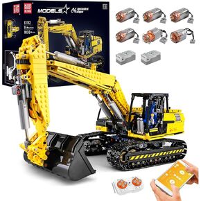 Mould King RC Excavator Building Set for Boys,13112 MOC Building Blocks Digger with APP Remote Control, Construction Vehicles Model with Motor, STEM Engineering Toys for Kids(1830 Pieces)