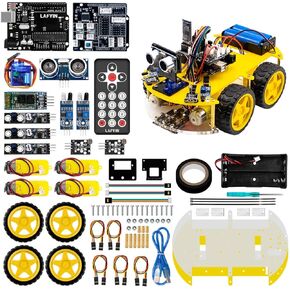 LAFVIN 4WD Multi Robot Car Kit Upgraded V2.0 Robot STEM/Graphical Programming Robot Car Compatible with Arduino IDE with Tutorial