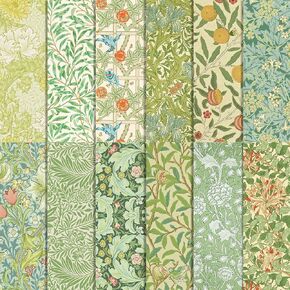 24 ورقة لوحة نمط الأزهار Morris 11.8 '× 11.8' 'William Morris Floral Scrapbook Paper PAD VINES GRAY