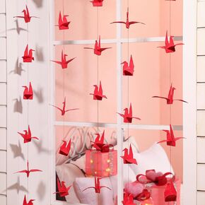 10 PCS Paper Crane Claring Garlands Premade Origami Ranes on String Kit Poved Birder Formers for Japanese Asian Party Party Home Family Supplies (Red) in Kuwait