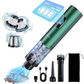 Handheld Vacuum Cordless 17KPa Powerful Suction, Portable 4-in-1 Car Vacuum with LED Display&Light, 2H Fast Charge, Multi-Nozzles for Car Interior Home Cleaning