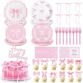 78pcs زخارف عيد ميلاد Coquette مع لوحات القوس الوردي مناديل ومسارات كب كيك لموضوع القوس coquett in Kuwait