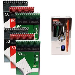 Personal Mini Notebooks, 4x6-Inch, College Ruled, White, 50 Pages per, Pack of 3 Random Colors: Black, Blue, Green, Red from Northland Wholesale. (2-Pack, 6 Mini-Notebooks)