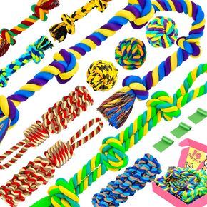 XL Dog Chew Toys for Aggressive Chewers Large Breed, 14 Pack Tough Indestructible Dog Toys for Aggressive Chewers, Durable Puppy Chew Toys for Teething, Heavy Duty Cotton Dog Rope Toys for Large Dogs