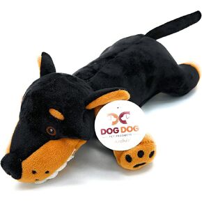 Dogdog Black and Tan Stuffed Animal Dog Toy for Doberman Dog Toy with Pointed Ears