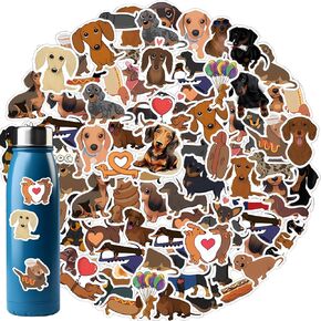 60 Pcs Cute Dachshund Dog Stickers for Water Bottles, PVC Waterproof Sausage Pet Dogs Stickers for Sausage Dog Gifts DIY Tag Phone Case Laptop Scrapbook Skateboard Helmet Dog House Decoration