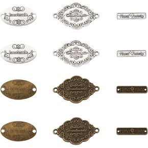 Craftdady 60pcs العلامات المعدنية المصنوعة يدويًا علامات التبت الصينية المصنوعة يدويًا سحر العلامة المعدنية مع وجود ثقوب لحرف المجوهر