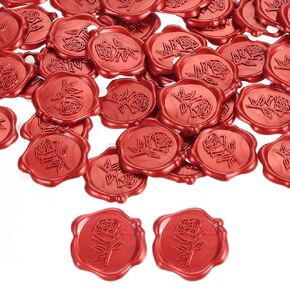 Patikil Rose Wax Seal Seal ، 50 حزمة زهرة مزخرفة ملصق لاصق ذاتي لرسالة مغلف بطاقة دعوة الزفاف هدية حفلة عيد ميلاد ، وردي