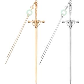 2Pcs Ancient Large Sword Bookmark, Sword Katana Bookmark, Metal Silver Golden Vintage Book Mark, Vintage Tassel Metal Pendant Bookmarks, Vintage Metal Bookmark, Unique Bookmarks for Men