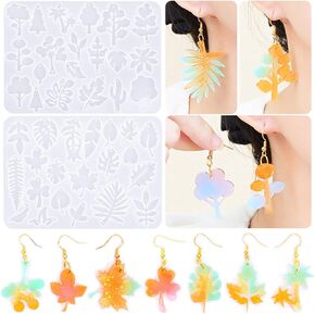 2 PCS Leaf Earring Molds: Resin Jewelry Molds Tree Earring Silicone Molds with Hole for DIY Craft Necklace Pendant Earrings Making