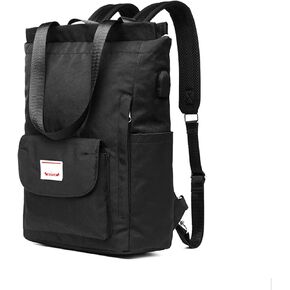 PORRASSO Women Laptop Backpack Casual Shoulder Bag with USB Charging Port Luggage Strap for 15,6 Inch Laptop Daypack Work Travel Rucksack Grey