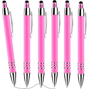 Cobee Stylus Tip Point Pens ، 6 قطع 1.0 مم قابلة للسحب قلم قلم متوسطة النقطة بسلاسة كتابة القلم الحبر الأسود القلم القلم القلم لطيف لشاشات اللمس (الوردي)