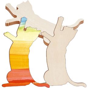 OLYCRAFT 8pcs Unfinished Cat Cutouts 4.9x3.3 inch Wooden Cat Cutout 6mm Thick Blank Cat Cutouts Unfinished Wood Pieces Wooden Animal Slices Wood Ornament for DIY Painting Arts Craft Projects in Saudi Arabia
