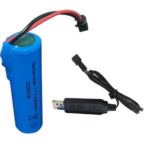 3.7V Rechargeable Battery 2500mah Li-ion Battery 1 Pack with USB Chargers SM-2P Plug for RC Cars DE42 DE44 DE45 DE68 Toy Cars