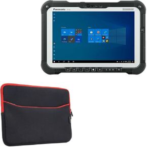 BoxWave Case Compatible with Panasonic Toughbook G2 - SoftSuit with Pocket, Soft Pouch Neoprene Cover Sleeve Zipper Pocket - Jet Black with Red Trim
