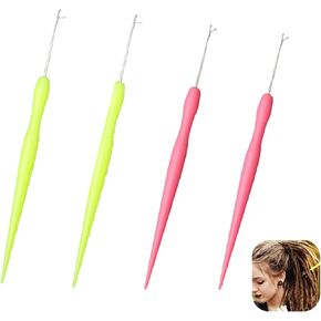 Nxppiuleh 4 PCS خطاف الكروشيه Dreadlock للشعر ، إبر الكروشيه البسكويت الأدوات النسيج الأدوات الملونة