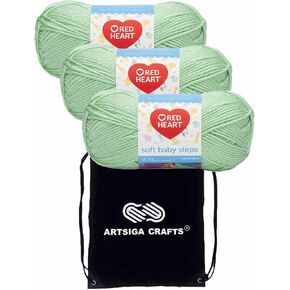 Red Heart Loft Baby Steps Lavender E746-9590 (3 مجموعات-نفس الصبغة) المتوسطة الصوفية #4 خيوط أكريليك للحيوانات والحياكة مع حقيبة المشروع