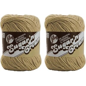 Lily Sugar 'N Cream The Original Solid Yarn, 2.5oz, Medium 4 Gauge, 100% Cotton - Jute - Machine Wash & Dry (Pack of 2)