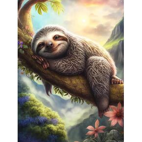 Eatukyic النوم sloth sloth diamond paint diy stenner diamond painting kit sloth animal ، phadual diamond painting for beginners fun and easic craft activity 12x16 inch