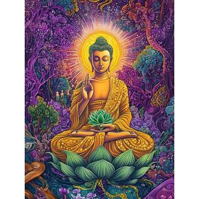 Bimkole 5D Diamond Art Kits for Adults Buddha, Full Drill DIY Rhinestone Embroidery Set Paint with Diamonds Art Flower Tree by Number Kits Cross Stitch Home Wall Craft Decor 12x16 Inch