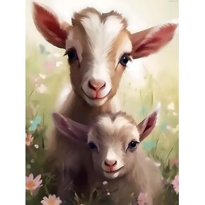 MOER SKY Goat Grazing in A Garden Diamond Art Painting Kits for Adults Beginners Round 5D Paint with Diamonds Pictures Gem Art Painting Kits DIY Crafts 30x40cm