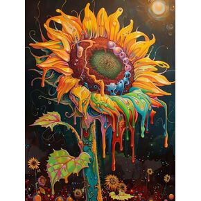 Reofrey DIY Diamond Art Kits for Adults Sunflower, Flower Full Drill Round Rhinestone Diamond Painting Kits, Cross Stitch Embroidery Canvas for Crafts Home Wall Decor 30x40cm