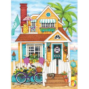1000 Piece Puzzle for Adults Mardell Schuster Beach House Colorful Seaside 27x20 Jigsaw Puzzle