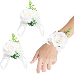 yasuoa 2 قطع معصم الاصطناعي ، روز زهرة الوردة روز معصم الكورب للنساء والفتيات ، وردة المعصم boutonniere مجموعة لزهور الزفاف إكسسوارات الحفلة الحفلة