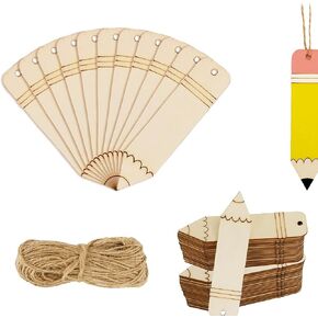 مرجعية خشبية فارغة على شكل قلم رصاص ، DIY Craft Clutout Wooden Pencil Hanging Holdings ، Tag Wooden Hangtag لحضور حفل زفاف عيد ميلاد ديكورات حفلة عيد الميلاد (10 أجهزة كمبيوتر)