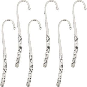 Sunnyclue 1 Box 12PCS Flower Lagmmarks إشارة مرجعية فضية عتيقة مع حلقات معلقة تبتي سبيكة منحوتة علامة للقراءة لصنع اللوازم عشاق الكتب DIY صياغة النساء البالغين الرجال
