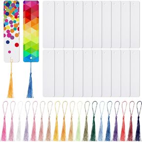 20 قطعة تسامي مرجعية فارغة مرجعية معدنية فارغة مع شرابات DIY Craft White Bowks مع ثقب لمشاريع DIY والعلامات الحالية