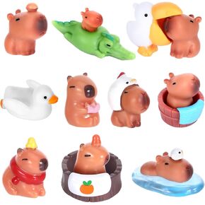 14pcs التماثيل الراتنجات المصغرة Capybara مجموعة - راتنجات صغيرة كابيبارا ، حيوانات تمساح صغيرة ، أدوات كبيرة من الكعكة للحديقة ديي ، بونساي ، دمية ، سطح المكتب ، لوحة القيادة ، زينة عيد ميلاد المناظر الطبيعية الخيالية