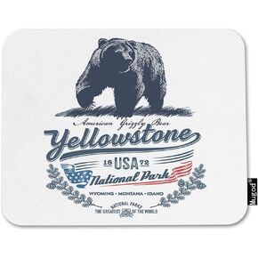 Mugod Mouse Pad Idaho Grizzly Bear National Park Yellowstone Blue Color Montana Wyoming Decor Gaming Mouse Mouse Rectangle Non Slip Rubber Mousepad لأجهزة الكمبيوتر المحمولة 7.9x9.5 بوصة