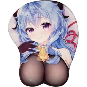 Office Cute Anime Girl Mouse Pad Compute Gaming Ergonomic Mouse Pad with Wrist Rest for Laptop Blue