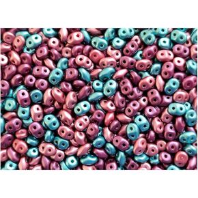Multicolor 2.1oz (60g) حبات زجاجية تشيكية Superduo - 2.5 × 5 مم مزيج من حبات الثنائي لصنع المجوهر