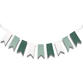Felt Pennant White, Dark & ​​Light Green Banner, 4ft – 1 Count | ديكور للحفلات والأحداث