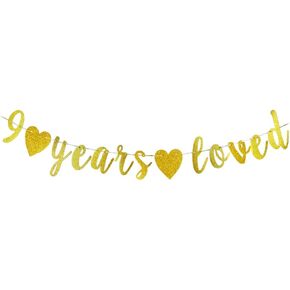 9 Years Loved banner Happy 9th Birthday Party Sign,9Th Anniversary/Birthday Party Decorations Supplies