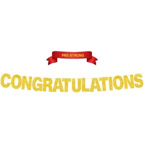 Gold Glitter Congrats Banner - Pre-Strung Congratulations Party Decorations for Grad, Achievement & Celebrations