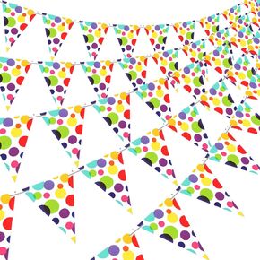 5 Pieces Colorful Pennant Banner Flags Inside Birthday Party Decoration Feelings Theme Decoration Hanging Multicolor Polka Dots Triangle Banners for Outdoor Events Classroom Decor