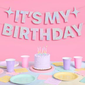 xo, Fetti It's My Birthday Holographic Banner - Iridescent 5 Ft. | Fun Birthday Party Decorations, 21st Bday Decor, HBD, Sweet 16, 30th, Photobooth Backdrop