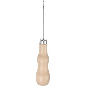HARFINGTON Handwork Sewing Awl Reed Wood Hook Head Awl Leather Punch Hole Tool with Wooden Handle Scratch for Broken Wire Make Mark Drilling Stitching Repair and DIY Handmade, Log Color