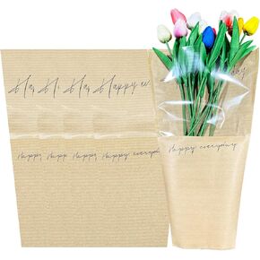 Flower Bouquet Sleeve Floral Packaging Bag, 20 Pcs Kraft Paper Flower Bags for Valentine, 11×17 Inch Floral Arrangement Supplies for Florist, Mother's Day, Bridal Shower, Graduation Gift (Pink)